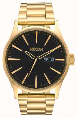 Nixon Sentry ss | todo ouro / preto | pulseira de ouro ip aço | mostrador preto A356-510-00