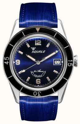 Squale 60 anos azul | sub-39 | pulseira de couro azul | mostrador azul SUB39BL-CINSQ60BL