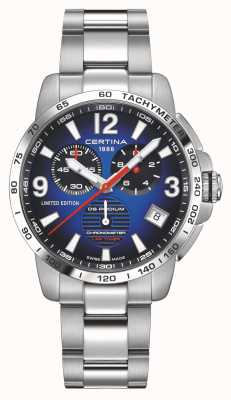 Certina | ds podium | cronômetro de voltas | pulseira de aço inoxidável | mostrador azul | C0344531104710