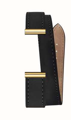 Herbelin Pulseira de relógio intercambiável Antarès - couro preto duplo envoltório / pvd dourado - somente pulseira BRAC.17048.72/P