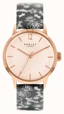 Radley Alça padrão preto feminino | rosa dial RY21246A