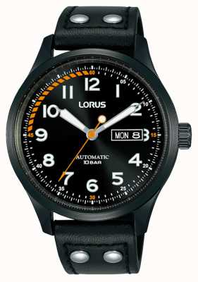 Lorus Masculino | automático | mostrador preto | pulseira de couro preta RL461AX9