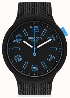 Swatch Concreto profundo | grande em negrito | pulseira de silicone preta | mostrador preto SO27B118