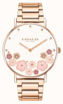 Coach Perry | pulseira feminina de aço ouro rosa | mostrador floral 14503768