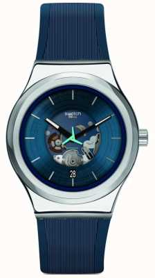 Swatch Relógio masculino azul blurang automático YIS430