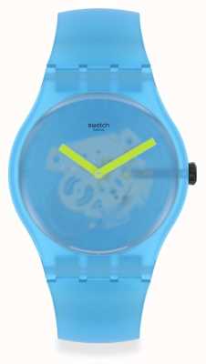 Swatch Desfoque do oceano | pulseira de silicone azul | mostrador azul transparente SUOS112