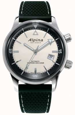 Alpina Herança do mergulhador marítimo masculino | pulseira de silicone preta | mostrador branco AL-525S4H6