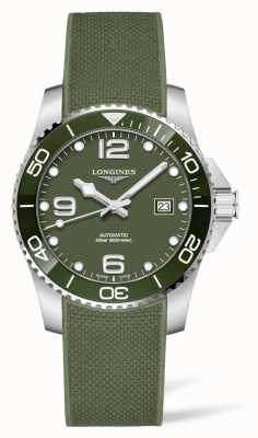 LONGINES Relógio automático com pulseira de borracha verde Hydroconquest L37813069