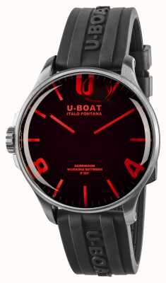 U-Boat Darkmoon 44mm vidro vermelho | aço inoxidável | pulseira de borracha preta 8465/A