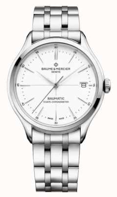 Baume & Mercier Clifton baumatic cronômetro (40 mm) mostrador branco puro / pulseira de aço inoxidável M0A10505