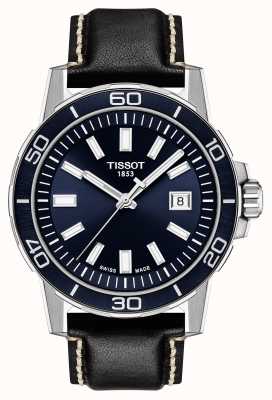 Tissot Supersport | mostrador azul | pulseira de couro preta T1256101604100