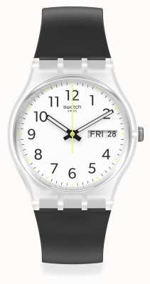 Swatch Enxaguar repetir | mostrador branco | pulseira de silicone preta GE726-S26
