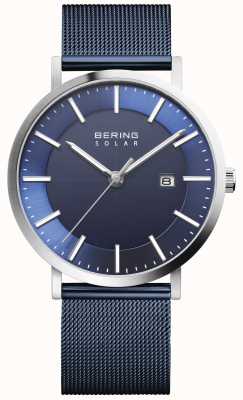 Bering Relógio solar masculino com data com mostrador azul 15439-307