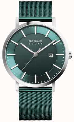 Bering Relógio solar masculino com data com mostrador verde 15439-808