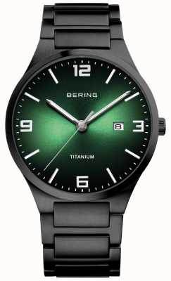 Bering Relógio masculino com mostrador verde titânio 15240-728