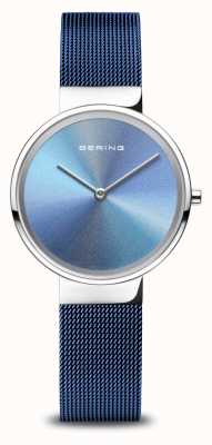 Bering Aniversário | mulheres | prata polida | pulseira de malha azul 10X31-ANNIVERSARY2