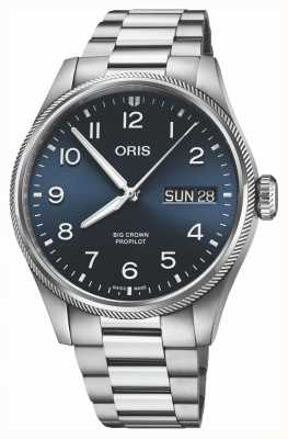ORIS Grande coroa propilot grande dia/data automático (44mm) mostrador azul/pulseira de aço inoxidável 01 752 7760 4065-07 8 22 08P