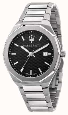 Maserati Relógio masculino com mostrador preto de dados de 3h R8853142003