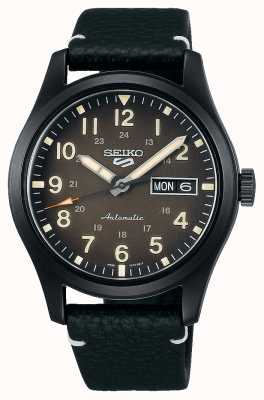 Seiko Relógio com pulseira de couro folheado a preto para 5 campos esportivos SRPG41K1