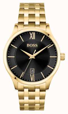 BOSS | negócios de elite | pulseira de ouro | mostrador preto data | 1513897