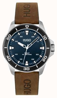 HUGO # streetdiver casual | mostrador azul | pulseira de couro marrom 1530220