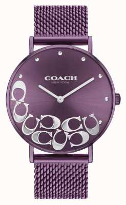Coach Relógio feminino com pulseira de malha roxa perry 14503823