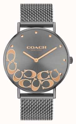 Coach Relógio feminino com pulseira de malha cinza perry 14503825