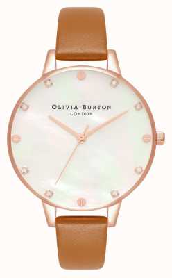 Olivia Burton Demi madrepérola com mostrador bronze e relógio de ouro rosa OB16SE18