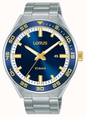 Lorus Relógio esportivo de quartzo com mostrador de raio de sol azul RH933NX9
