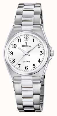 Festina Feminino | mostrador branco | pulseira de aço inoxidável F20553/1
