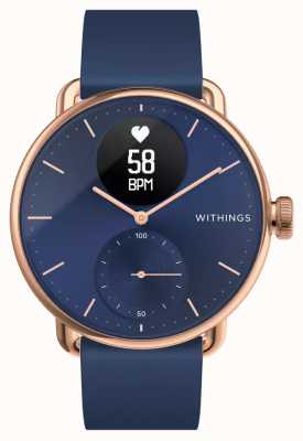 Withings Scanwatch smartwatch híbrido de 38 mm com mostrador em ouro rosa e azul com ecg HWA09-MODEL 6-ALL-INT