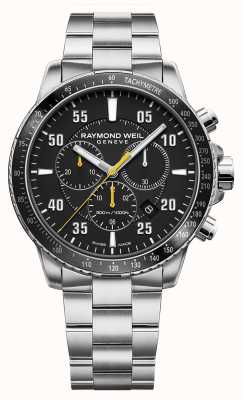 Raymond Weil Relógio masculino de aço inoxidável com mostrador preto e tango 300 8570-ST2-05207