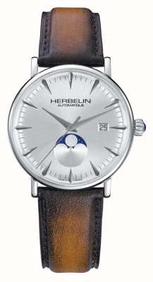 Herbelin Inspiration mostrador prata pulseira de couro marrom edição limitada relógio 1547/TN12GP