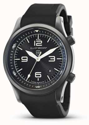 Elliot Brown Canford | mostrador preto | relógio de pulseira de borracha preta 202-004-R06