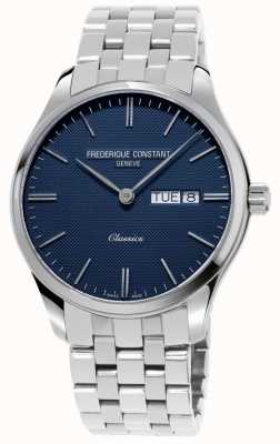 Frederique Constant Relógio clássico de aço inoxidável com mostrador azul quartzo masculino FC-225NT5B6B