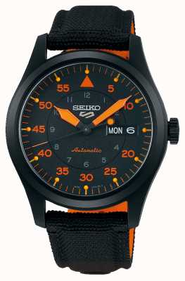 Seiko 5 esportes flieger relógio automático preto e laranja SRPH33K1