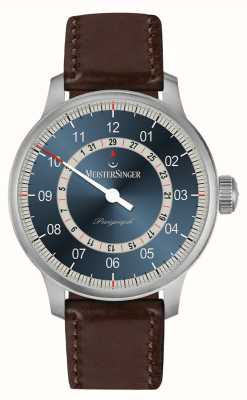 MeisterSinger Perígrafo de aço azul areia masculino de 43 mm AM10Z17S