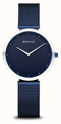 Bering Clássico | mostrador azul | pulseira azul milanesa | Caixa de aço inoxidável 18132-397