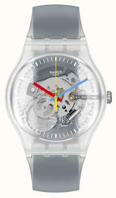 Swatch Relógio unissex listrado claramente preto SUOK157
