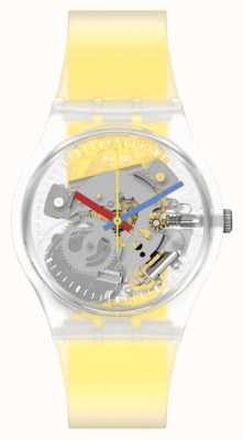 Swatch Relógio unissex listrado claramente amarelo GE291