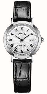 Rotary Relógio Windsor de mulher com bracelete em pele preta LS05420/01