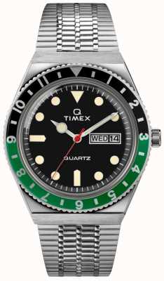 Timex Banda de aço inoxidável com caixa de mostrador preto inspirada no mergulhador Q TW2U60900