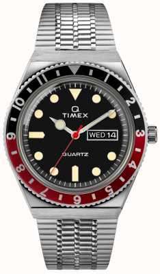 Timex Caixa em aço inoxidável inspirada no mergulhador Q, mostrador preto banda em aço inoxidável TW2U61300