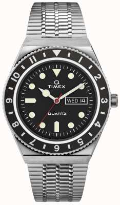 Timex Caixa em aço inoxidável inspirada no mergulhador Q, mostrador preto banda em aço inoxidável TW2U61800