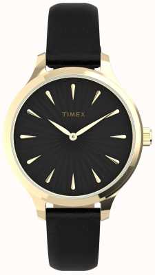Timex Caixa Peyton dourada e pulseira preta com mostrador preto TW2V06600