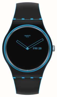 Swatch Relógio azul preto e azul de linha mínima SO29S701