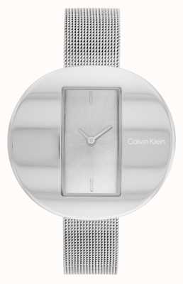 Calvin Klein Mostrador retangular prateado escultural | pulseira de malha de aço 25200016