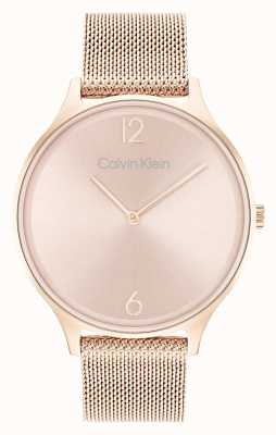 Calvin Klein Mostrador em ouro rosa 2h | pulseira de malha de aço inoxidável de ouro rosa 25200002
