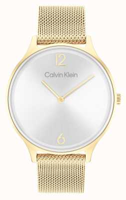 Calvin Klein 2h mostrador prateado | pulseira de malha de aço inoxidável de ouro 25200003
