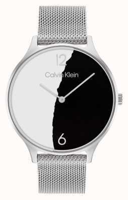 Calvin Klein 2h mostrador de papel de dois tons | pulseira de malha de aço inoxidável 25200007